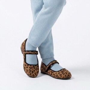 Cat & Jack Toddler Girl's Addy Leopard Print Ballet Flats Size 8 New